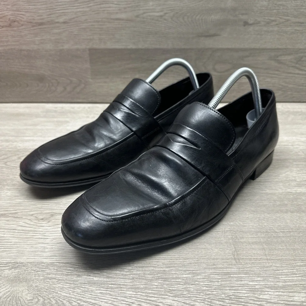 To‎ Boot New York Adam Derrick Mens 10.5 Black Leather Penny Loafers Dress Shoes